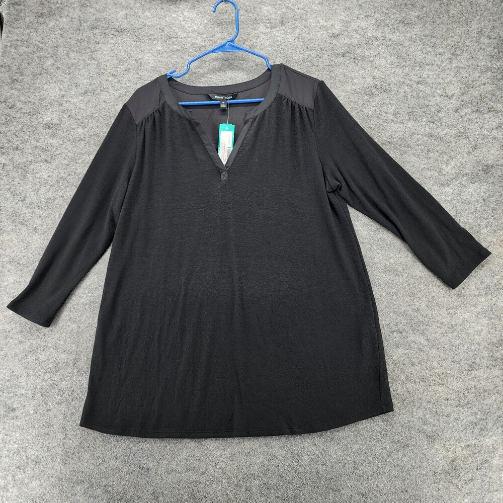 41 Hawthorn Top Womens XL 3/4 Sleeve Tulla V Neck Black